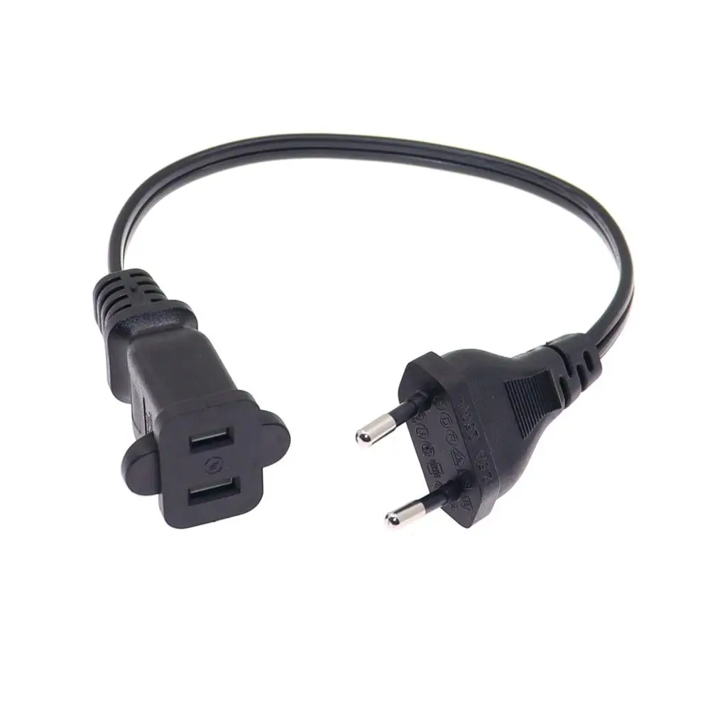 1PCS European 2 Pin Male Plug to USA Female Power Adapter Cable,EU Male to US Nema 1-15R Power Adapter Cord 30cm