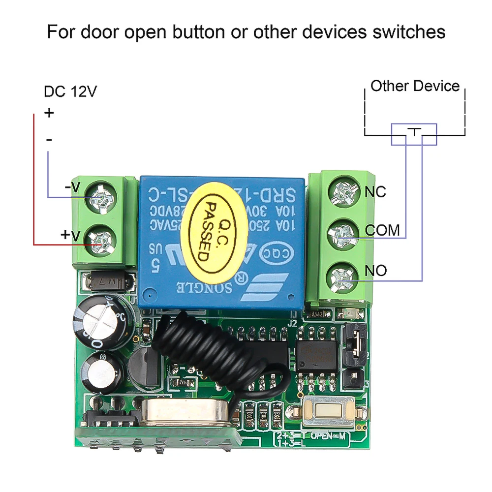 Kebidu 433MHz Rf Transmitter And Receiver Module DC 12V 1 Channel 10A Relay Remote Control Switch Wireless Switch Remote Control