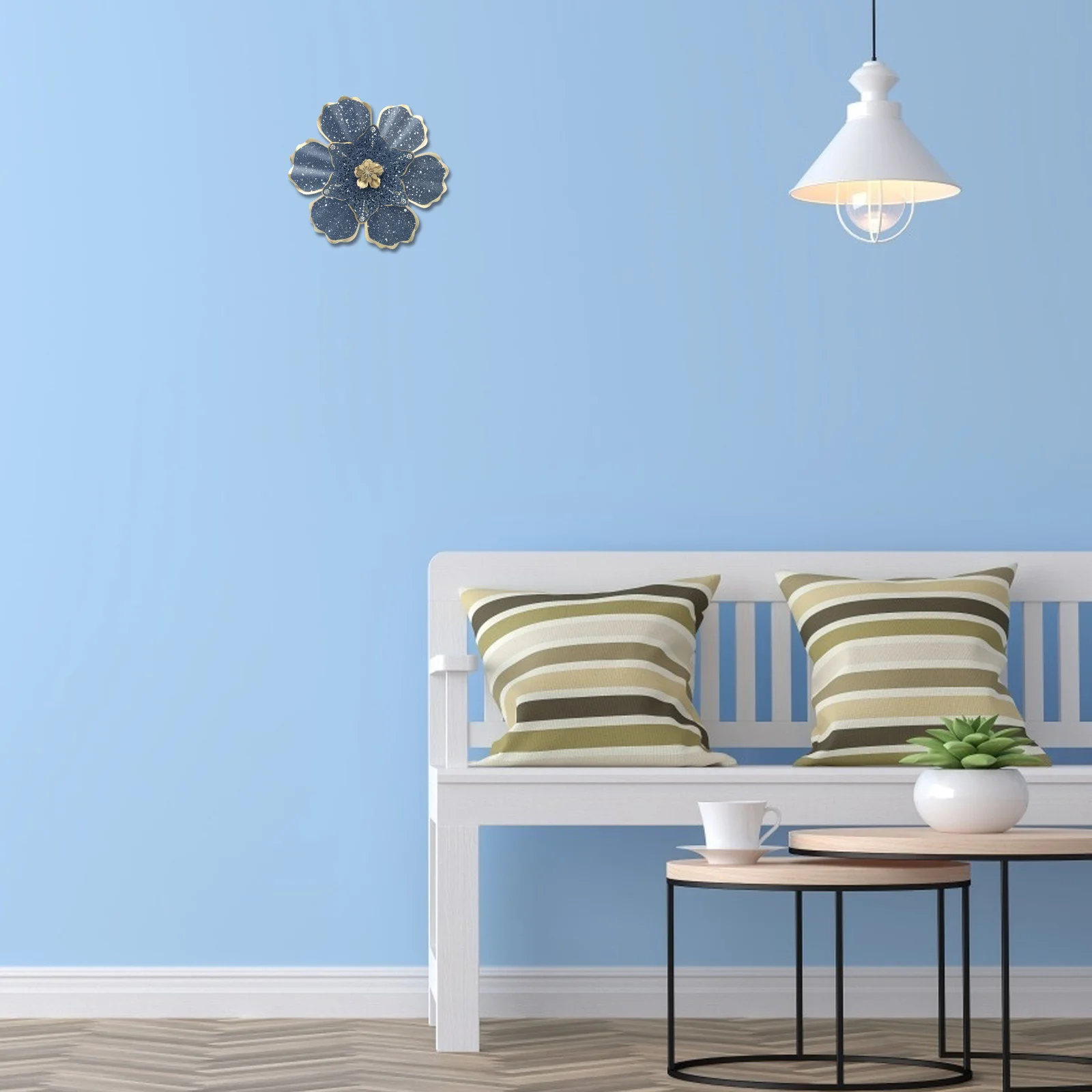 

Iron Flower Wall Art Nordic Style Lifelike Garden Decor Indoor Outdoor Metal Flowers Wall Sculpture Metal Flower Pendant