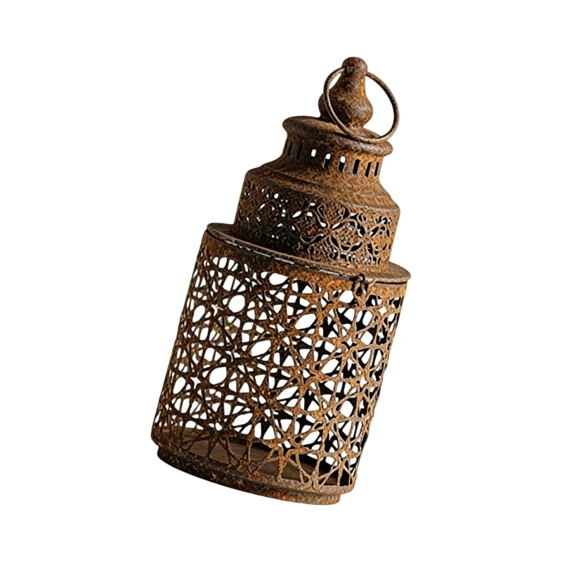 Moroccans Lantern Decorative Lantern Rusty Christmas Holders,Ramadans Eid Home Decors for Table, Patios,Porch