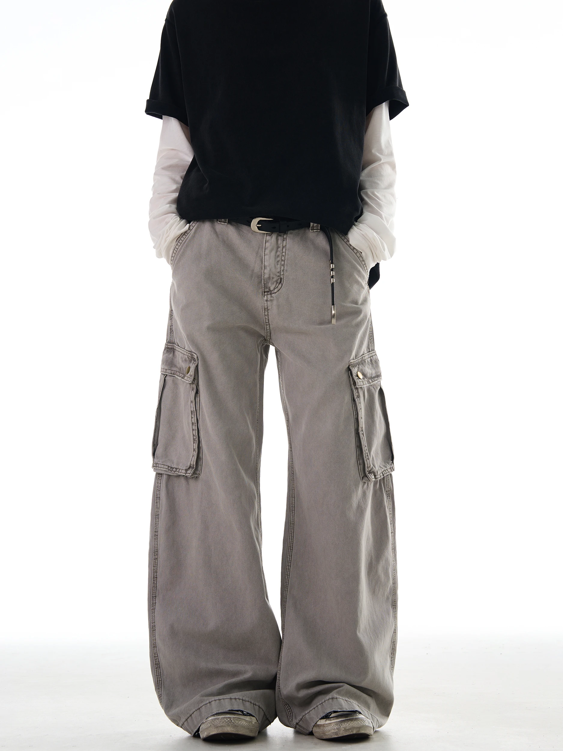 

MADWITCH American High Street Heavy Du Waed Multi ket Workwear Loose Wide Leg Vintage Long Pants Casual Trousers