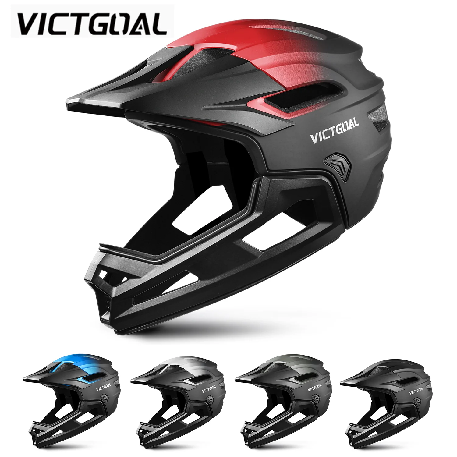 

VICTGOAL Adults Bicycle Full Face Helmet with Visor MTB Road Bike Riding Cycling Helmets Men Detachable Head Protection Gear