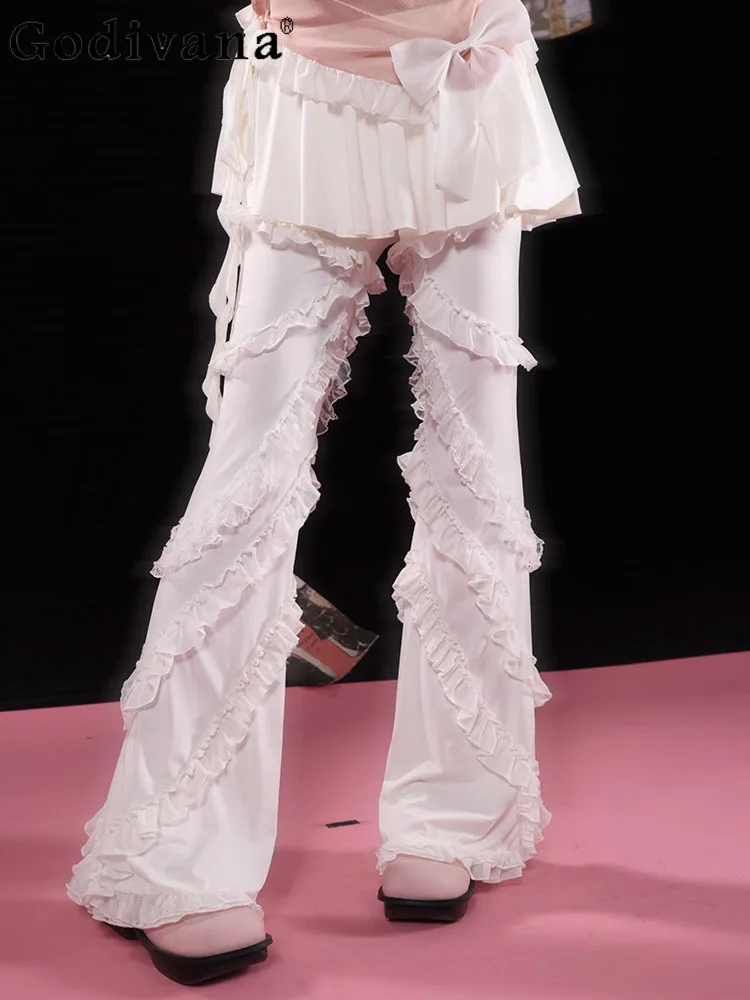 

New White Ballet Style Sweet Lace Elegant Lace Trousers Personalized Girls Versatile Age-reducing Fashion Apron Street Pants