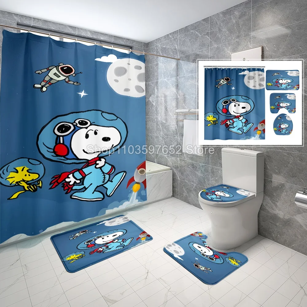 Snoopy Shower Curtain Waterproof Splash-proof and Corrosion-resistant Bathroom Dedicated Bathroom Full Set Luxury Set