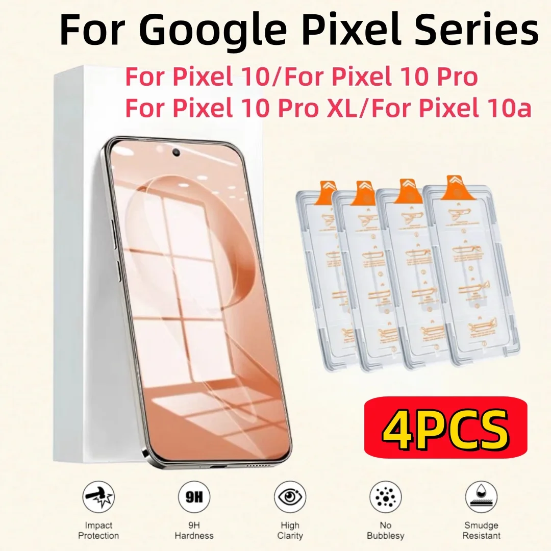 

4PCS Screen Protector Tempered Glass Fingerprint Dust-Free For Google Pixel 10a 10 pro XL 9 9XL 8 8a 9a 6a 7a 5G