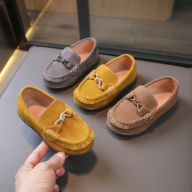 

Children Loafers Slip-on Suede Kids Flats Leather Shoes British Style Soft Soled Boys Girls Casual Shoe Classic Solid Kids Shoes