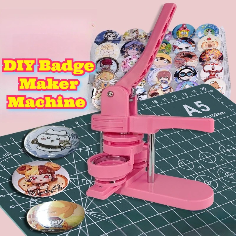 

DIY Badge Maker Machine Metal Tinplate Button Pin Press Personalized Lapel Souvenir Creative Art Craft Project Supply Equipment