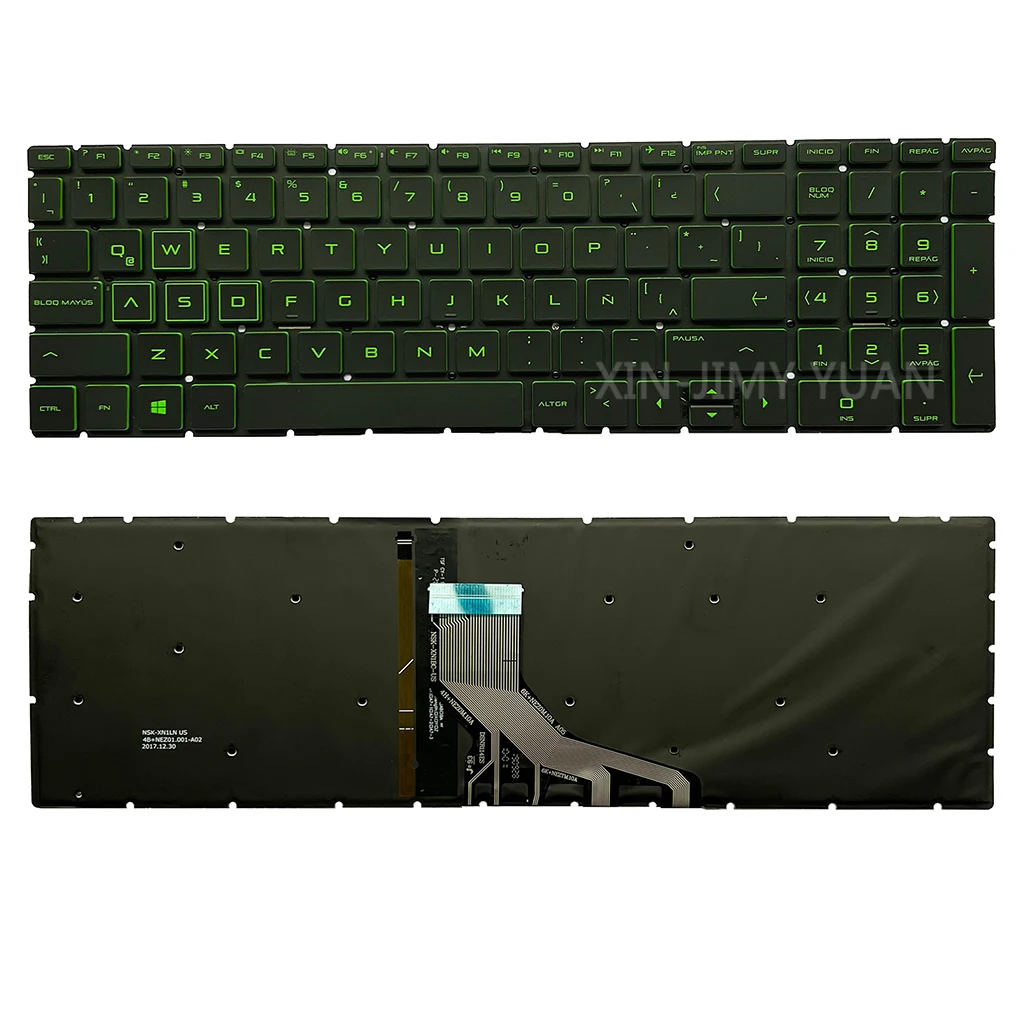 Teclado Retroiluminado Latino para hp Verde 250 g7 255 g7 256 g7 250 255 g8 17z-ca 17z-ca000 17-cr 17g-cr 17g-cr 17g-cr0000 17-ca0000ax