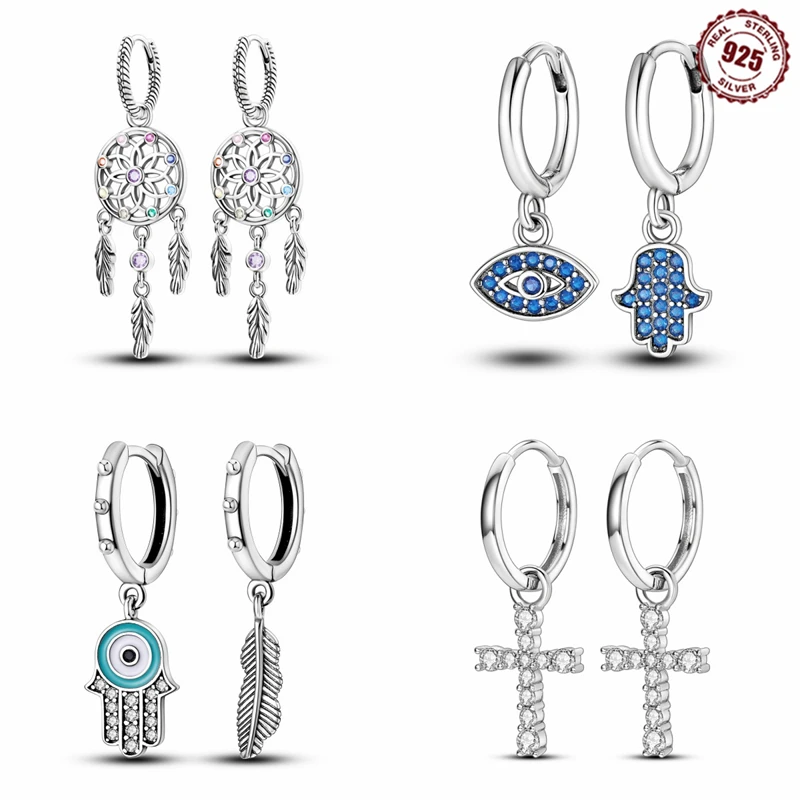 2024 New Style Sterling Silver S925 Dreamcatcher Snake Bone Earrings Eardrop Simple Fine Jewelry Women Girls Fashion Party Gift