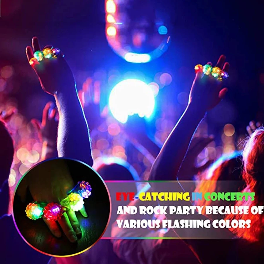 10-50 Pcs Glowing Rings LED Light Up Luminous Rings Party Favor Toys Flash Led Lights Glow In The Dark Wedding Party Supplies