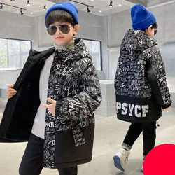 Boys Coat Jacket Overcoat Cotton 2022 Printed Warm Plus Velvet Thicken Winter  Christmas Children's Clothing