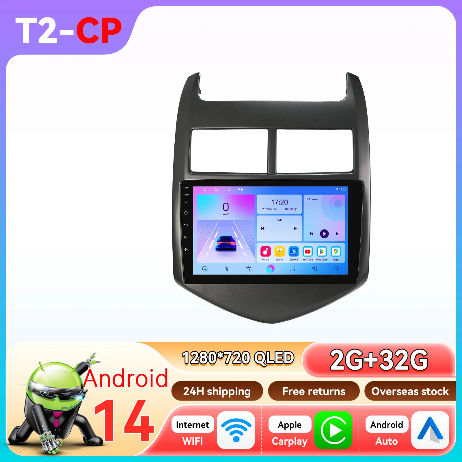 Hizpo AI Voice Auto-audio voor Chevrolet Aveo 2 Sonic T300 2011 - 2015 Navigatie Bluetooth Smart Multimedia Speler Hoofdunit WIFI 4G