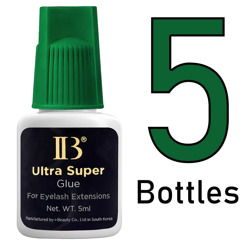 5 Bottles IBeauty Ultra Super Eyelash Extension IB Glue Supplies Green Cap Adhesive Makeup Tools Strongest 2Sec Fastest Korea