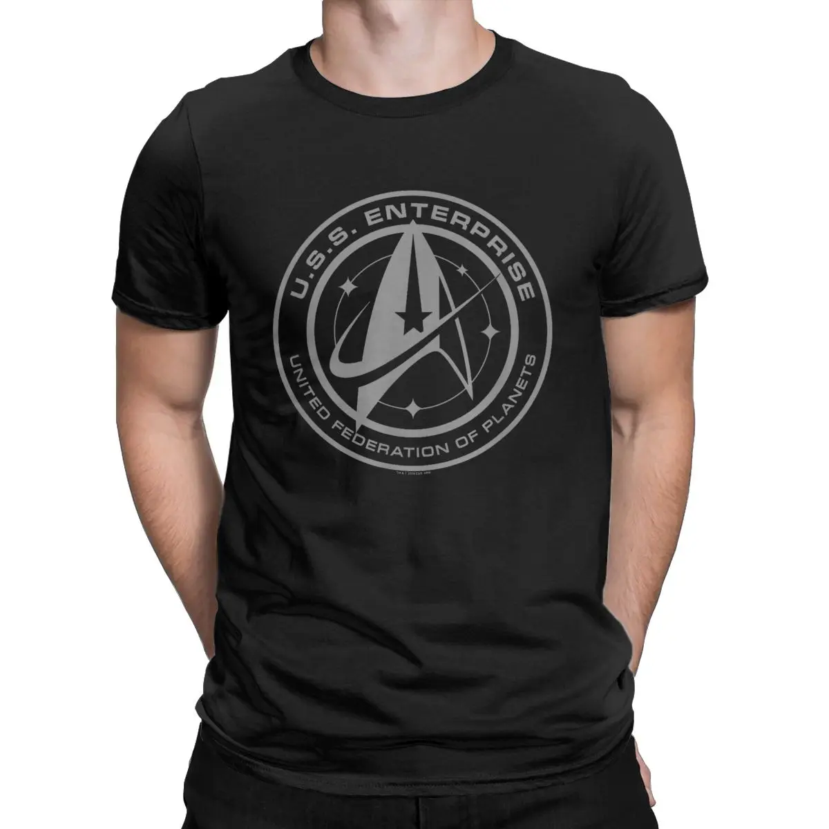 Men Stars Treks Discovery Enterprise Crest T Shirts movie tv Series 100% Cotton Tops Short Sleeve Round Neck Tee Shirt T-Shirts