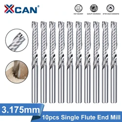 XCAN Milling Cutter 10pcs 1/8'' Single Flute End Mill Carbide Spiral Router Bit for Wood Acrylic MDF Cutting CNC Cutter Tools