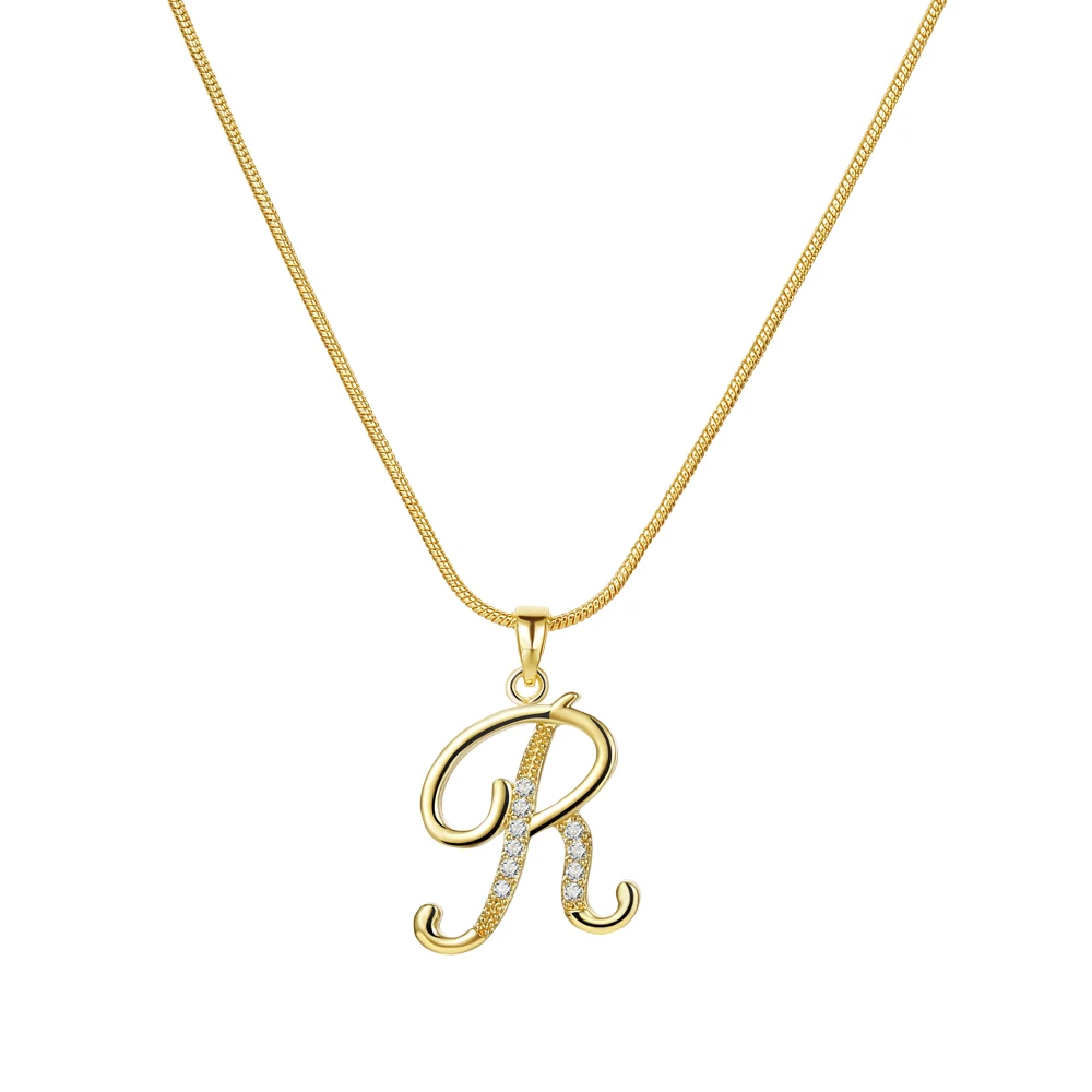 ALIUTOM Female  LETTER Design with Zricon Decoration Chian Necklace Gold Color Office Ladies Necklace Jewelry Gifts