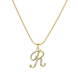 ALIUTOM Female  LETTER Design with Zricon Decoration Chian Necklace Gold Color Office Ladies Necklace Jewelry Gifts