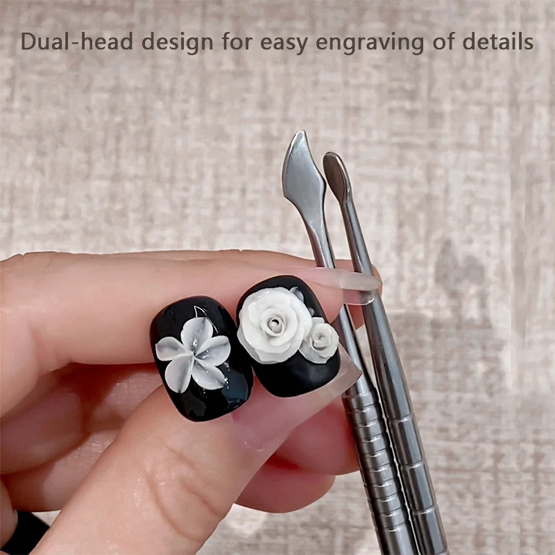 الفولاذ المقاوم للصدأ برأسين فرشاة الأظافر تمديد الغراء إزالة عصا هلام إزالة ملعقة طلاء الأظافر غمس أداة إزالة الصواميل