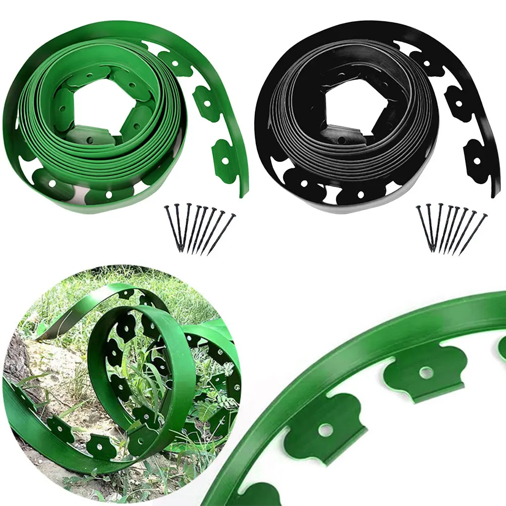 5/10M Garden Border with Spikes Flexible Lawn Edging Kit No Dig Garden Barrier for Yard Flower Bed