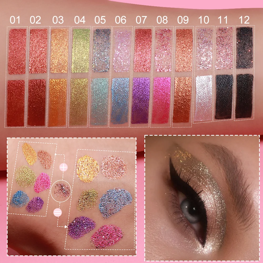 DUNUF 2 IN 1 Double-head Minerals Glitter Liquid Eye Shadow Makeup Bright Lightweight Waterproof Matte Summer Lying Eyeshadow