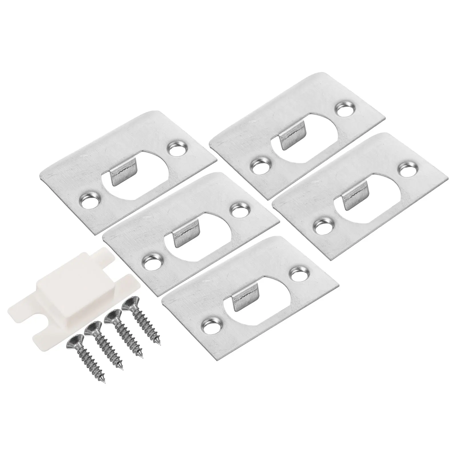 

4 Sets Door Strike Plates Stainless Steel D Type Buckle Lock Accessories Hole Filler Cover Bolt Exterior Doors Hardware Door