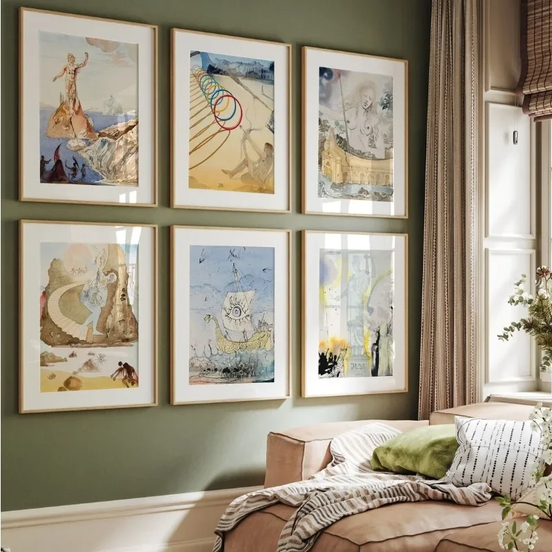 Modern Salvador Dali Famous Artworks Wall Art Poster Surrealism Flowers Canvas Painting for Exhibition Living Room Home Decor