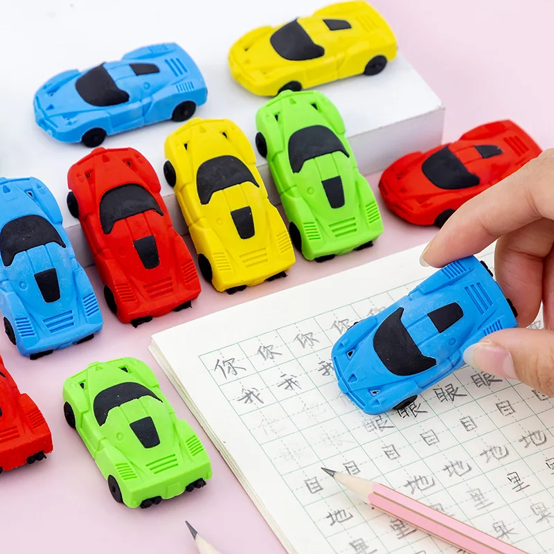 

6pcs Creative Cartoon Rubber Erasers Racing Car School Age Children Environmental Protection Eraser Student Stationery Supplies