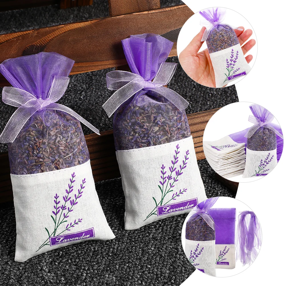 50 Pcs Vosarea Lavender Empty Perfume Bags Sachet Storage Drawstring Sachets Wardrobe Gauze Decorative Pouch