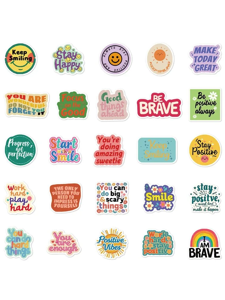 AliExpress TLIT 50PCS Positive Affirmation Stickers Kawaii Harajuku Skateboard Graffiti Decals Luggage Suitcase Bike Gift Phone Bike Stickers