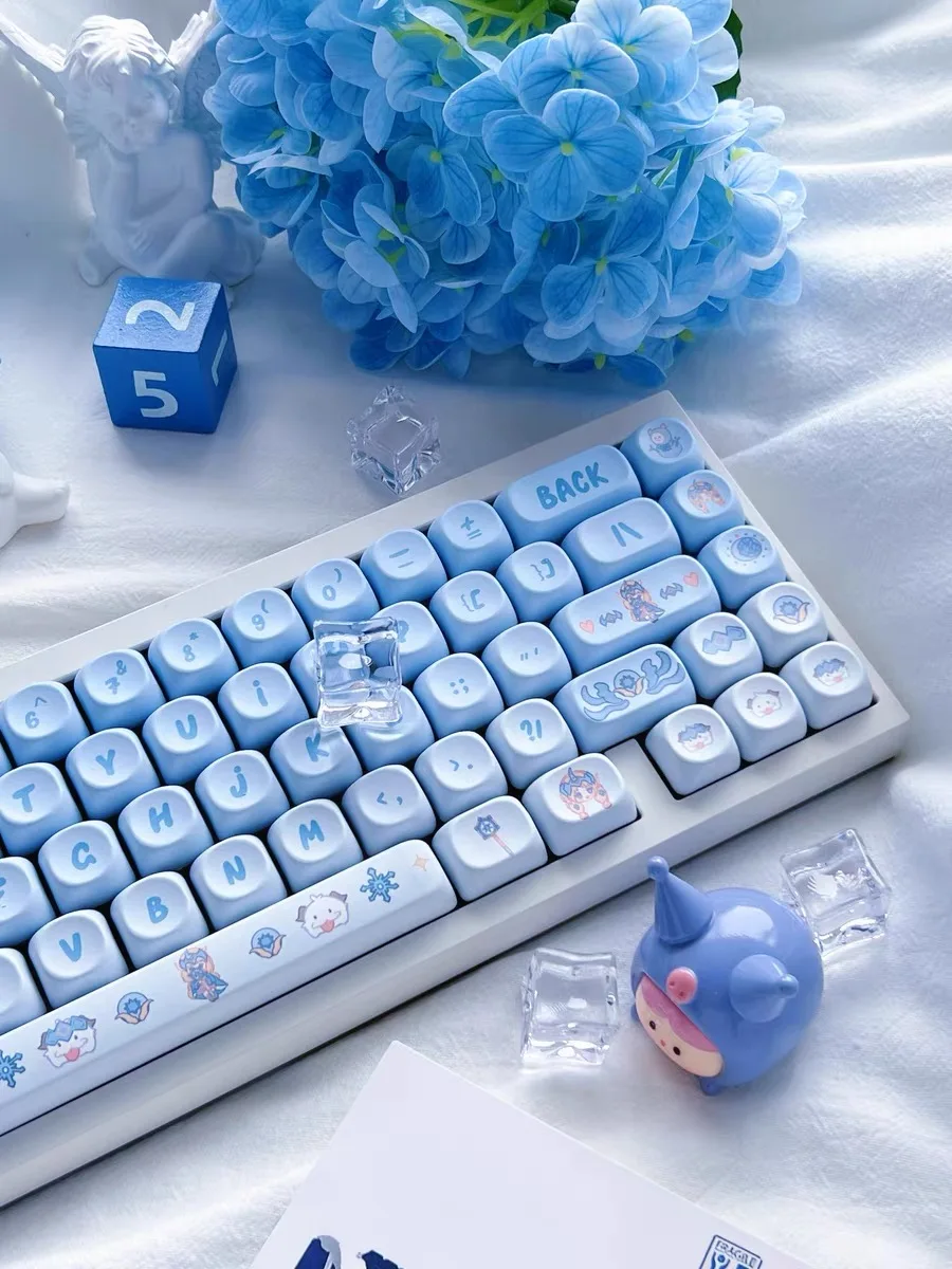 MOA Profile Keycap Blue Gift Cute PBT Keycaps 132 Keys Cute Key Cap Dye Sublimation Mechanical Gaming Keyboard Keycap MX Switch