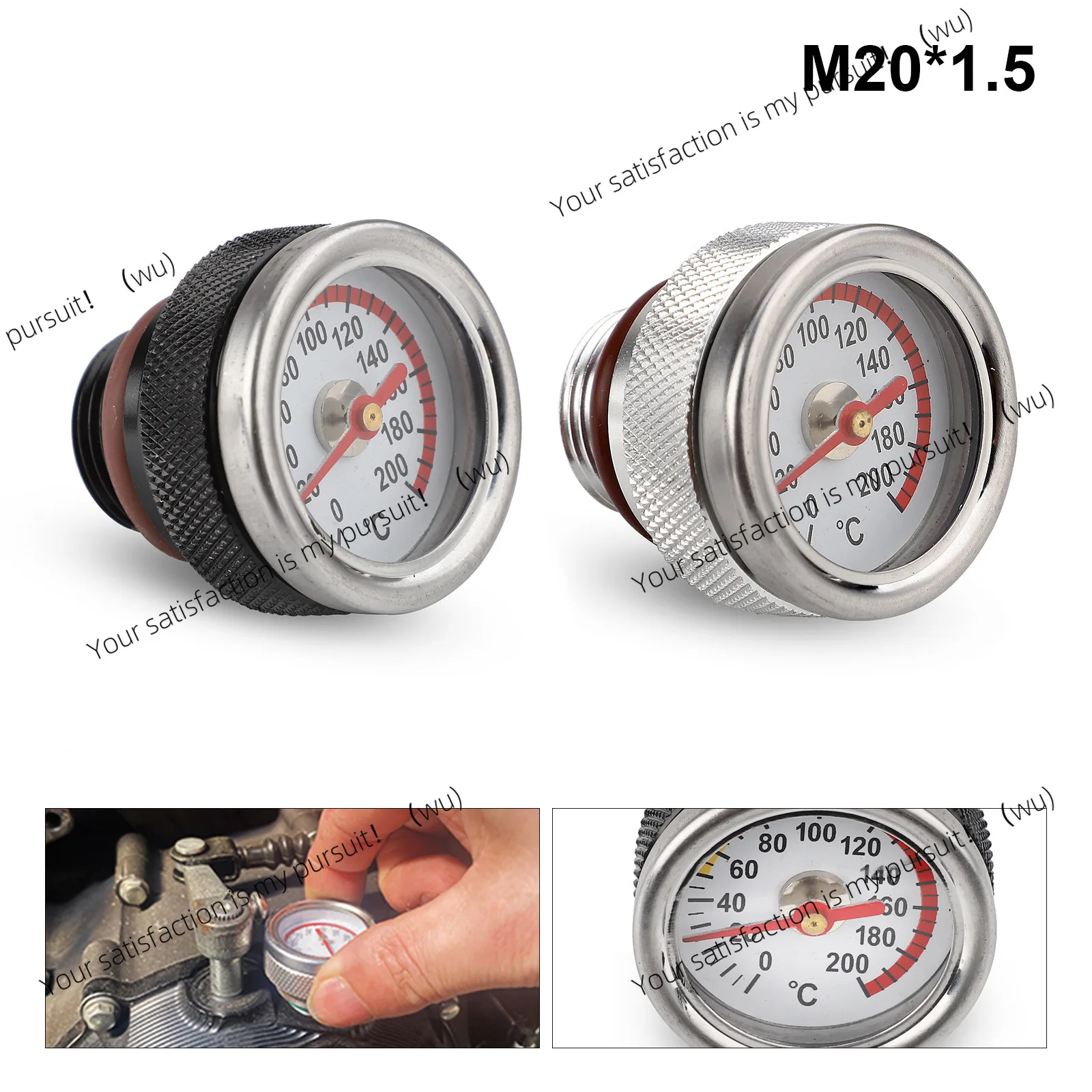 Piezas modificadas para motocicleta, medidor de aceite, medidor de temperatura de aceite, medidor de temperatura del motor, accesorios de varilla medidora de aceite