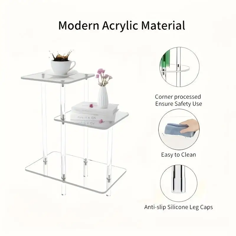 

Современный акриловый приставной столик-органайзер для экономии пространства, прикроватная тумбочка для гостиной, спальни, домашняя мебель