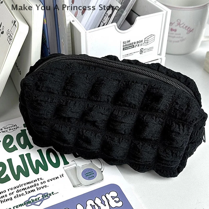 화장품 보관 가방 세면 용품 메이크업 브러쉬 눈썹 연필 립스틱 케이스 여성용 Kawaii Puffs 파우치 주최자