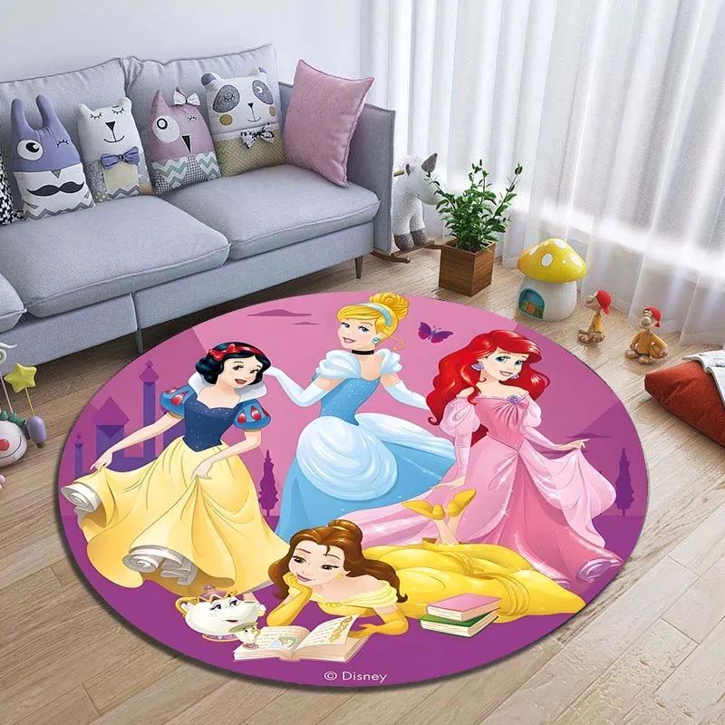 5 Sizes Disney Princess Printed Round Carpet Living Room Sofa Table Carpet Large Pet Mat Soft Round Rug Home Decor Holiday Gifts