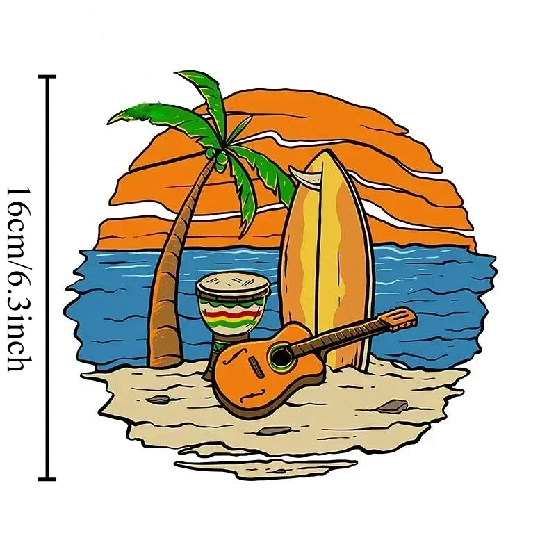 1pc 2D Flat Beach Surf Nature Vinyl Sticker, Waterproof Decal for Car Bumper Window Laptop Decor, Holiday Gift