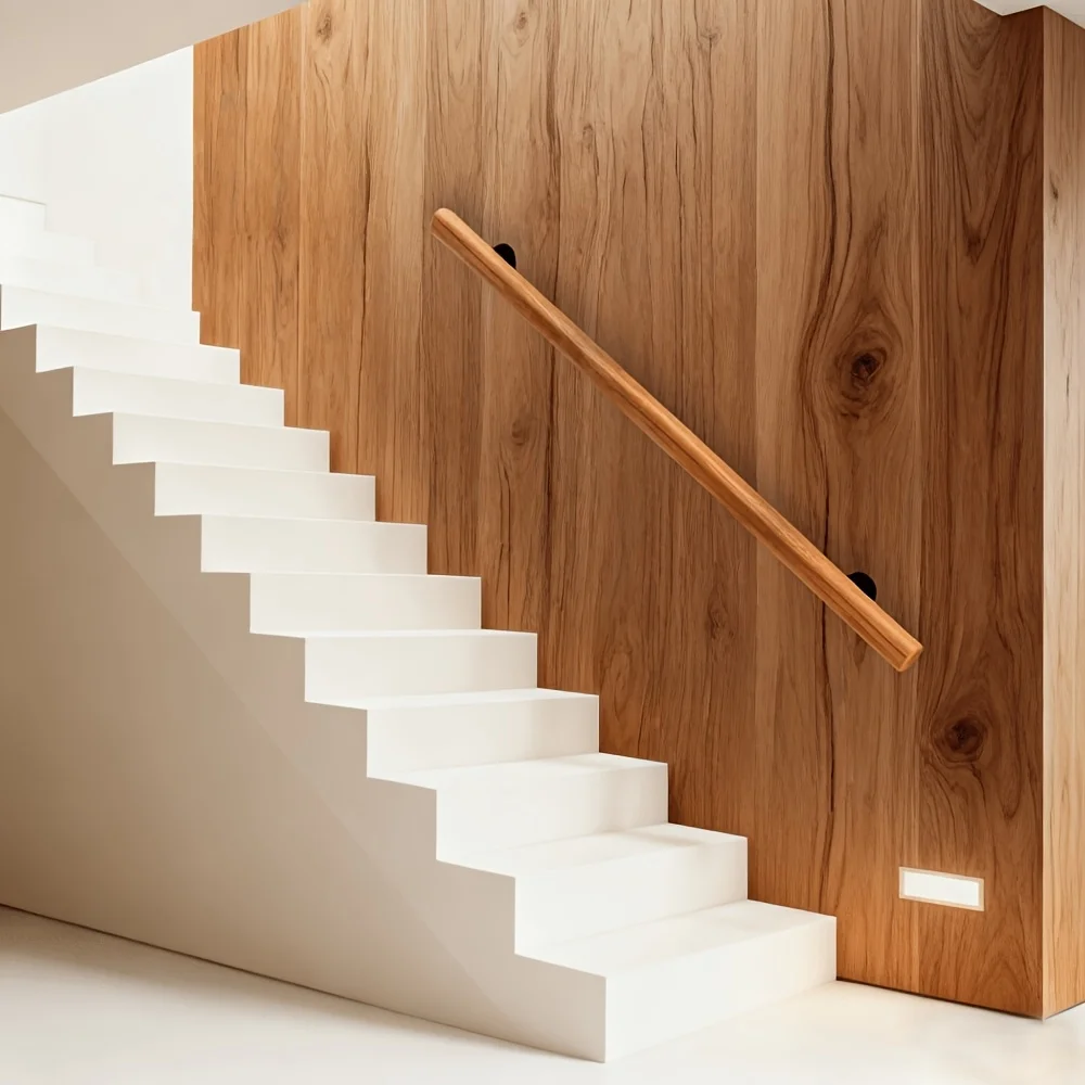 Pasamanos de Escalera de Metal Resistente, 1 Pieza |   Empuñadura Antideslizante Negra |   Barandilla Interior/Exterior |   Fácil de Instalar, Cumple con las Normas de Accesibilidad