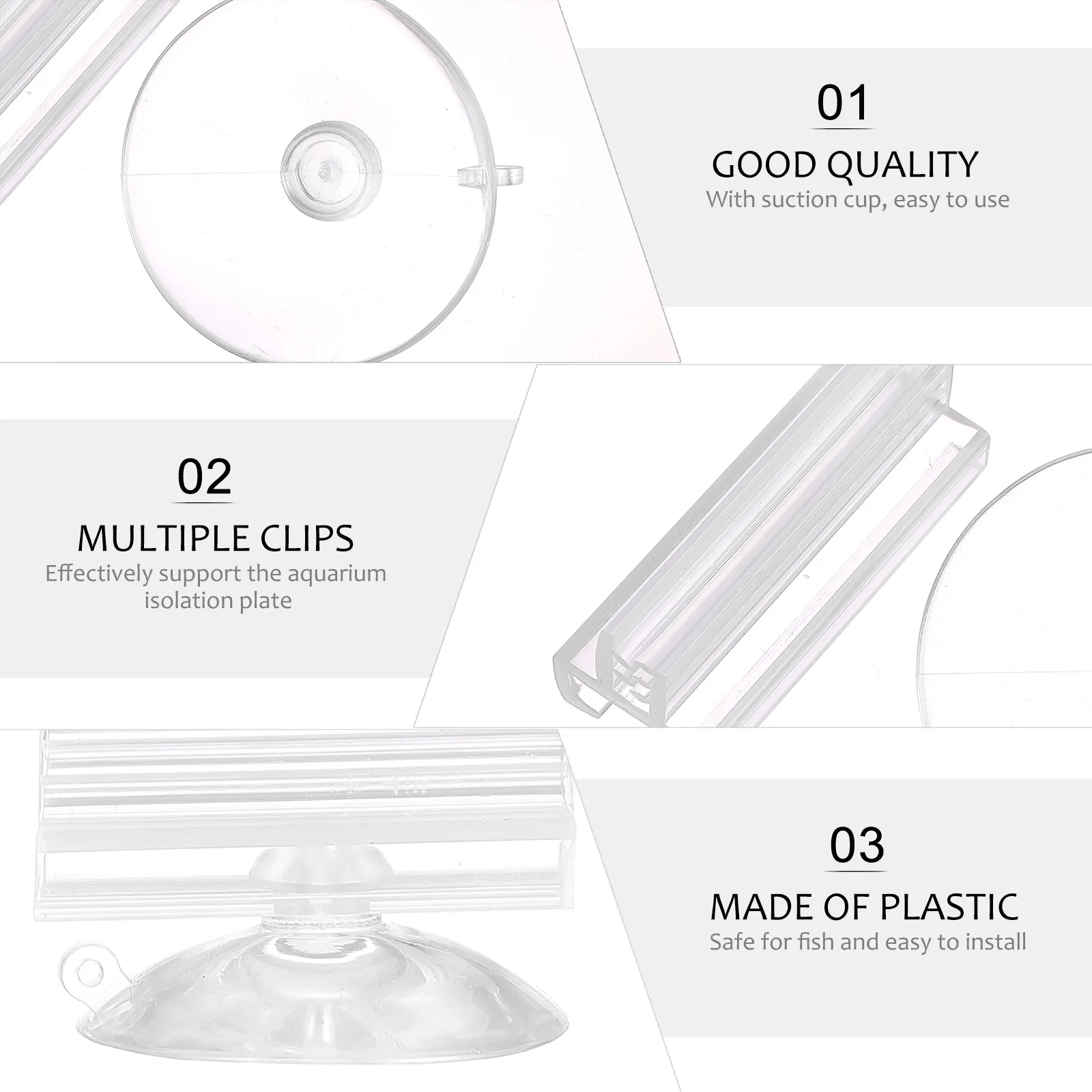 

8PCS Fish Tank Suction Cup Clip Aquarium Plate Clamp Plastic Divider for Isolating Fish Fixing Cord Pet Supplies