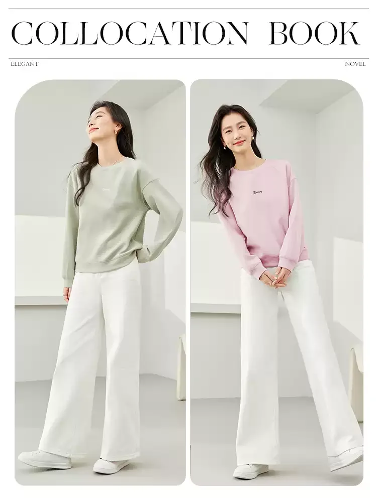 VIMLY Frauen Sweatshirts 2025, Herbst Neue Oansatz Brief Stickerei Langarm Tops Frau Casual Pullover Weibliche Kleidung M6556