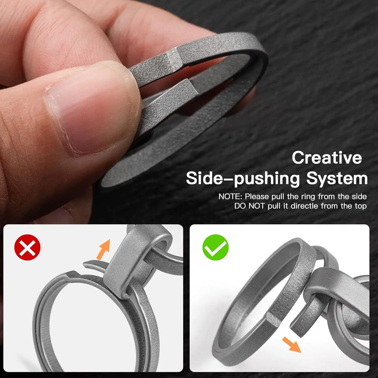 Titanium Side-Pushing Key Chain Rings , Key Rings for Keychain, Split Keyring Heavy Duty Keychain Rings Bulk