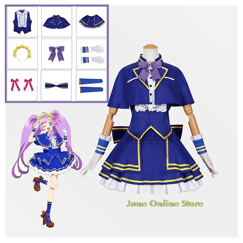 

Anime Pripara Manaka Laala Cosplay Costume SoLaMi Smile cosplay Blue Lolita Dress Uniform Woman Kawaii Masquerade Ball Suit