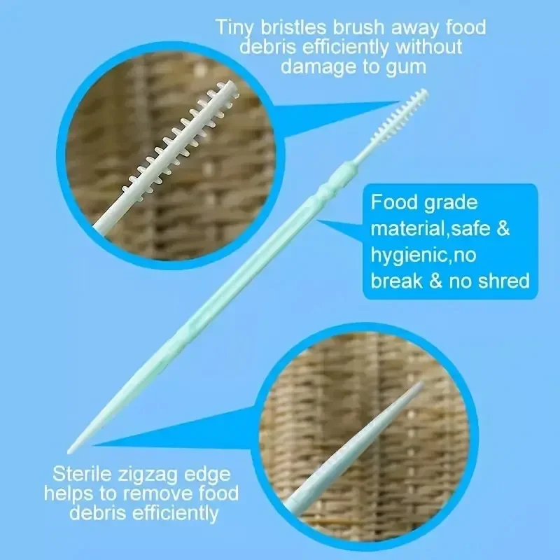 ไม้จิ้มฟันพลาสติกสองหัวแบบใช้แล้วทิ้งแปรง interdental ฟันไหมขัดฟันหัวอนามัยช่องปากทำความสะอาดปาก200ชิ้น/กล่อง