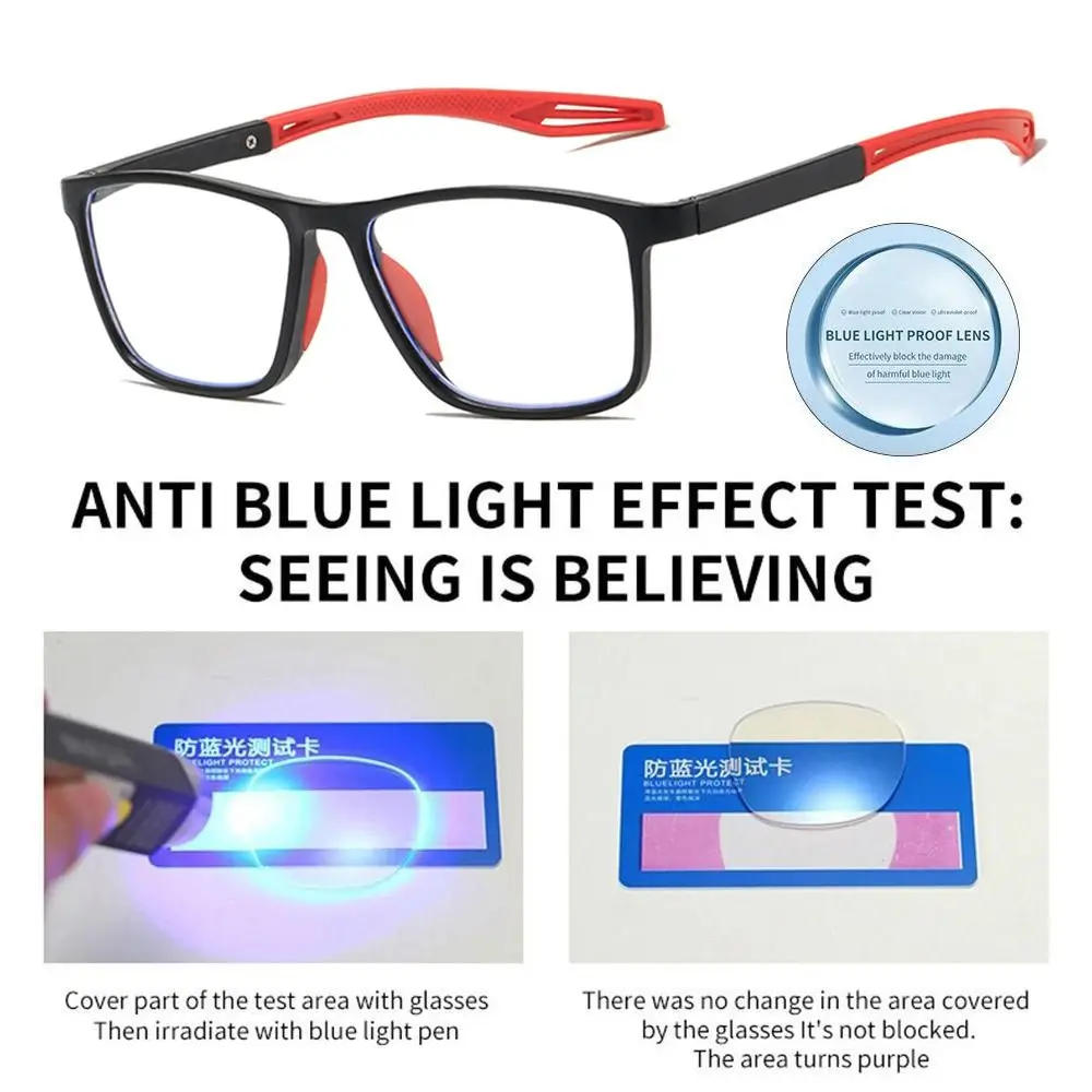 Gafas de lectura con bloqueo de rayos azules, antiluz azul, protección ocular ultraligera, gafas cuadradas, gafas deportivas para PC, hipermetropía y oficina