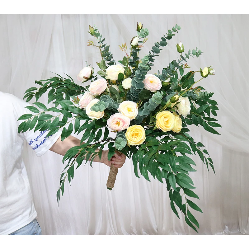 

Artificial Silk Fake Wedding Bride Holding Flowers Bouquet Photography Props Party Ceremony Large Bunch of Roses Bridal Bouquets