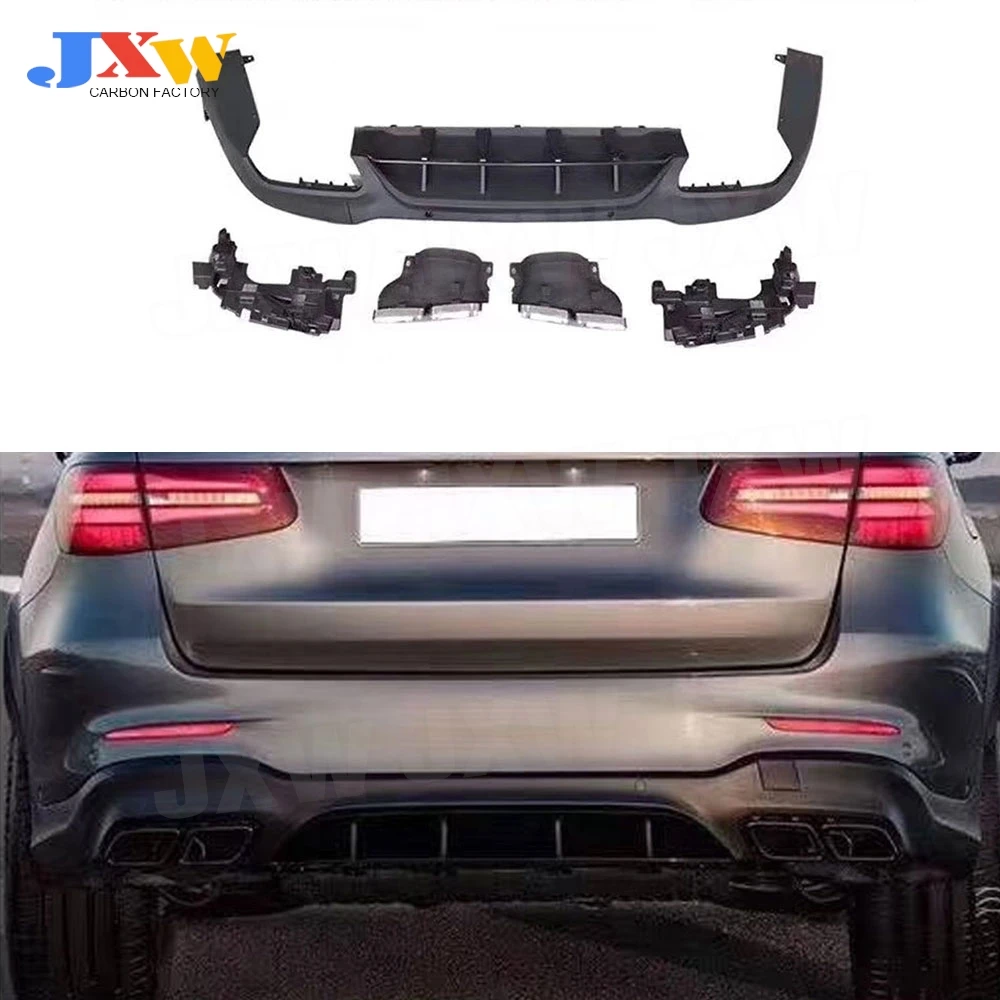 

PP Rear Diffuser with Exhaust Tips for Mercedes Benz GLC X253 Sport GLC 300 GLC250 GLC43 SUV 2015-2019 Car Styling Rear Lip