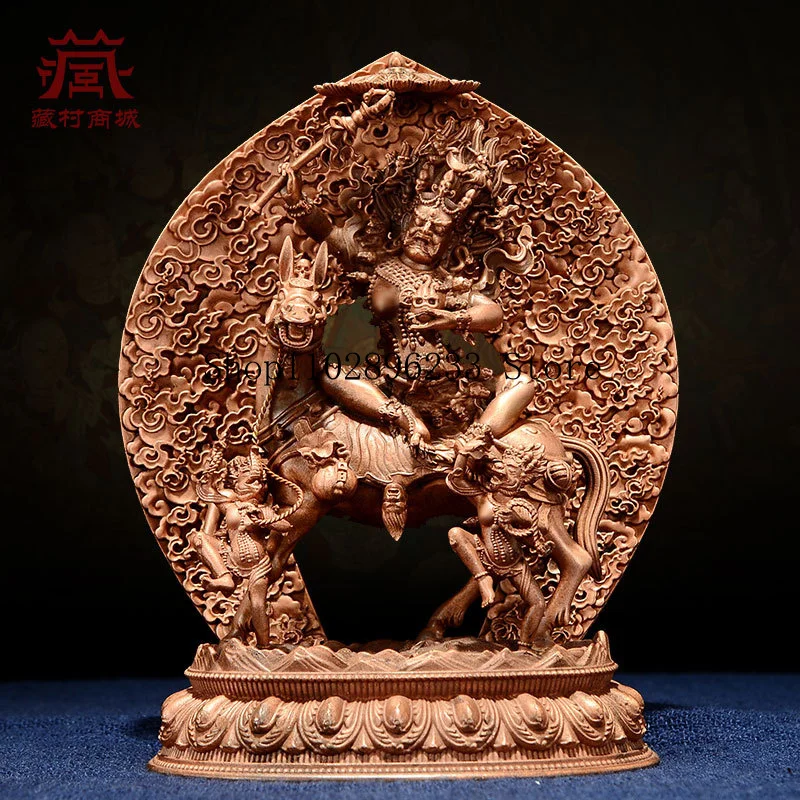 Red copper carving《Lucky Goddess of Heaven》Portable small bronze statue for home use, suitable for indoor living rooms, hallways