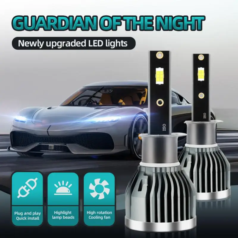 ユニバーサルLEDカーヘッドライト,アルミボディ,耐久性,防水性,実用性,超高輝度,カーアクセサリー,消耗品,H1
