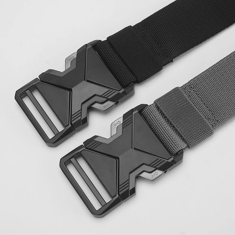 2pcs New Men's Automatic Buckle Canvas Belt Simple Outdoor Casual Woven Elastic Belt image 5