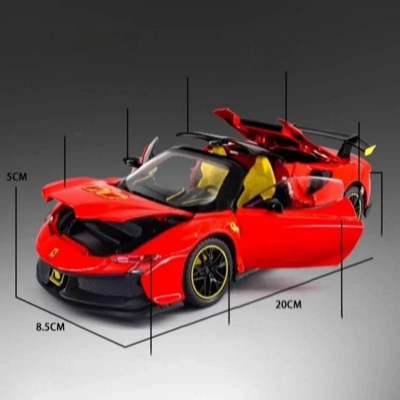Ferrari SF90XX – voiture de Sport 1:24, haute Simulation, modèle en alliage métallique moulé, son et lumière, Collection de jouets pour enfants, cadeaux