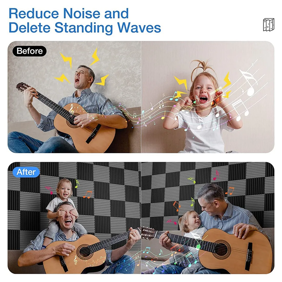 ABLB-12 Pcs Acoustic Foam Board,Studio Wedge Tile,Acoustic Foam Soundproof Pyramid Studio Treatment Wall Panel,2.5X30x30cm