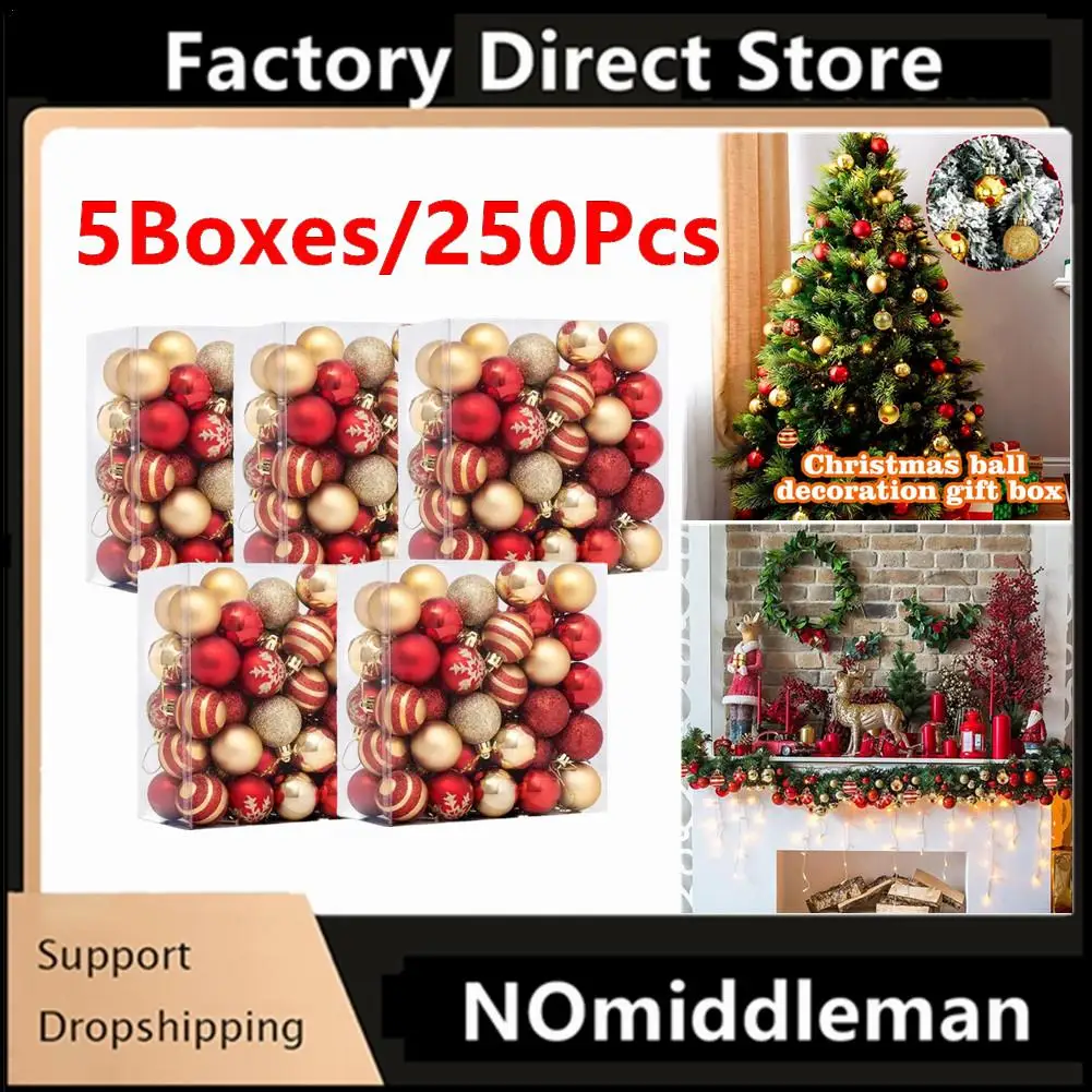 

250pcs Gold Red Christmas Decorations 2024 New Decoration Christmas Balls For Tree Red Red Balloons Party Supplies 4cm